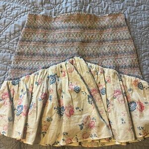 LoveShackFancy Floral Tiered Ruffle Skirt in Cream and Pastel Floral